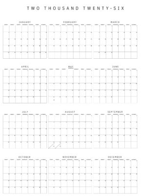 2026 wall calendar poster